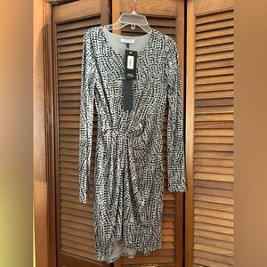 Halston long sleeved dress: reptile cinched stretch dress